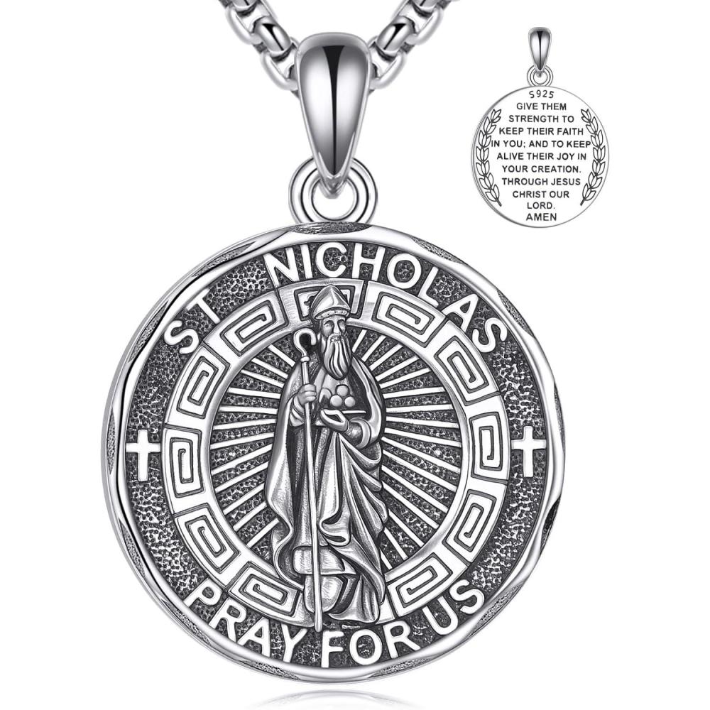 image:imageYFN Patron Saint Necklace Sterling Silver Amulet Medal Pendant Religious Protector Jewelry Gifts for Women Men31 Saint Nicholas