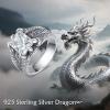 YFN Men’s Dragon Claw Ring S925 Sterling Silver Masculine Birthstone Band for Fantasy Lovers, Gothic Punk Jewelry Gift for Him(Apr)