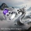 YFN Men’s Dragon Claw Ring S925 Sterling Silver Masculine Birthstone Band for Fantasy Lovers, Gothic Punk Jewelry Gift for Him(Feb)