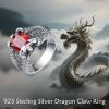 YFN Men’s Dragon Claw Ring S925 Sterling Silver Masculine Birthstone Band for Fantasy Lovers, Gothic Punk Jewelry Gift for Him(Jan)