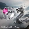 YFN Men’s Dragon Claw Ring S925 Sterling Silver Masculine Birthstone Band for Fantasy Lovers, Gothic Punk Jewelry Gift for Him(Jul)