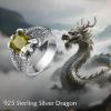 YFN Men’s Dragon Claw Ring S925 Sterling Silver Masculine Birthstone Band for Fantasy Lovers, Gothic Punk Jewelry Gift for Him(May)