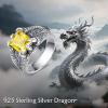 YFN Men’s Dragon Claw Ring S925 Sterling Silver Masculine Birthstone Band for Fantasy Lovers, Gothic Punk Jewelry Gift for Him(Nov)