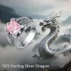 YFN Men’s Dragon Claw Ring S925 Sterling Silver Masculine Birthstone Band for Fantasy Lovers, Gothic Punk Jewelry Gift for Him(Oct)