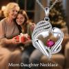 YFN Mother and Daughter Necklace 925 Sterling Silver Heart 12 Birthstone Cubic Zirconia Pendant Necklace Gifts for Mom Women(07-july  Ruby)