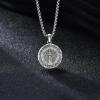 YFN Patron Saint Necklace Sterling Silver Amulet Medal Pendant Religious Protector Jewelry Gifts for Women Men(29. St Rita)