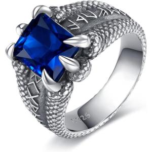YFN Men’s Dragon Claw Ring S925 Sterling Silver Masculine Birthstone Band for Fantasy Lovers, Gothic Punk Jewelry Gift for Him(Dec)