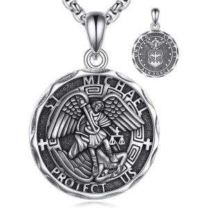 YFN Patron Saint Necklace Sterling Silver Amulet Medal Pendant Religious Protector Jewelry Gifts for Women Men(01. Air Force)
