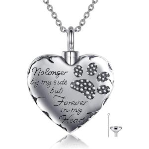 YFN Urn Necklaces for Ashes Sterling Silver Heart Urn Necklaces for Ashes Cremation Memory Jewelry for Women Men(paw urn necklace)