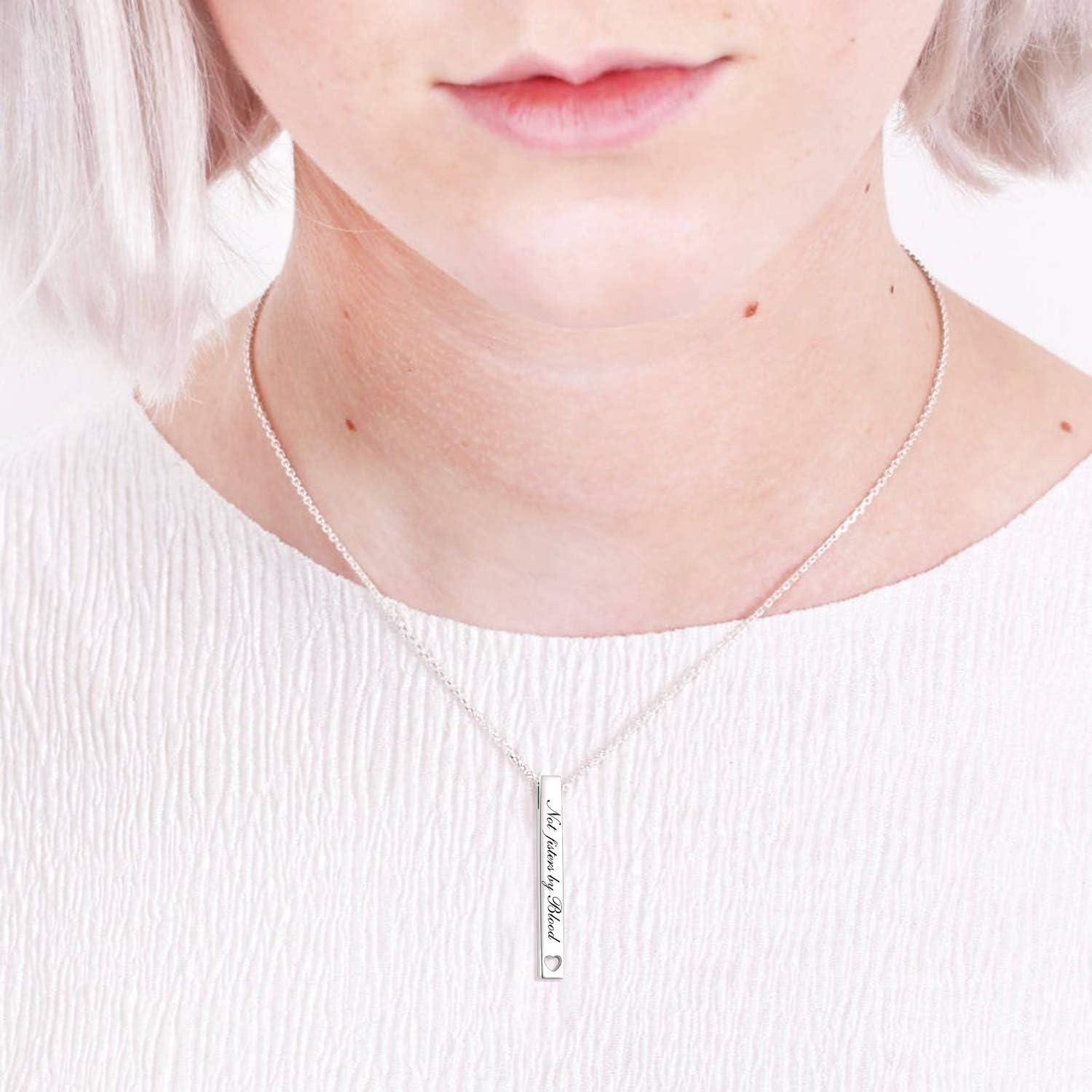image:imageSterling Silver Bar Necklace Inspirational Jewelry for Women Birthday Gifts for Sister FriendsNot Sisters By Blood But Sisters By HeartSilver