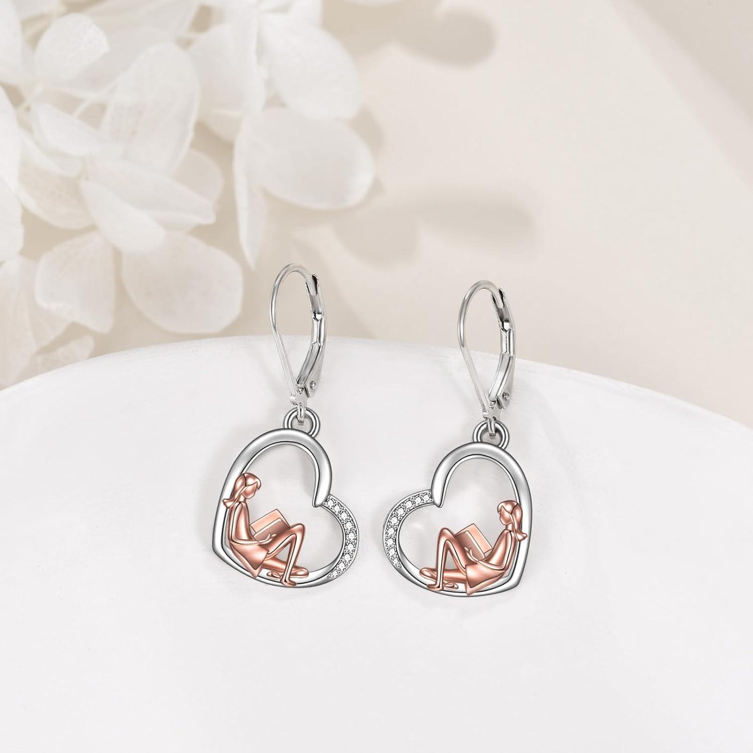 image:imageYFN Books Dangle Earrings Sterling Silver Librarian Teacher Hook Earring for Women Teachers Students Back to School Gradution Jewelry