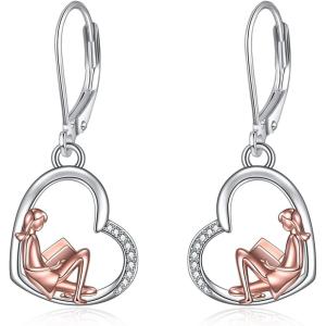 YFN Books Dangle Earrings Sterling Silver Librarian Teacher Hook Earring for Women Teachers, Students Back to School Gradution Jewelry