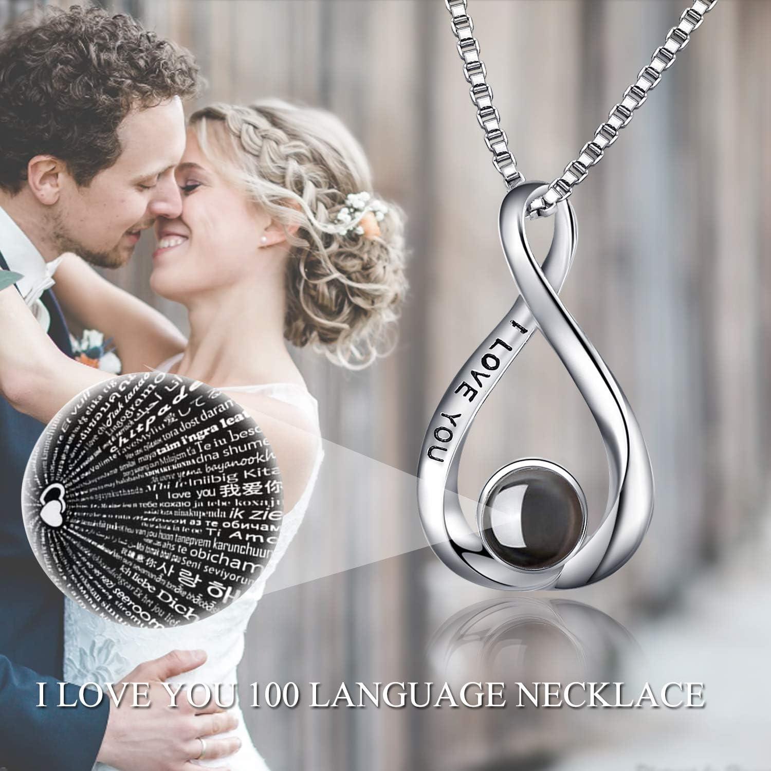 image:imageYFN 925 Sterling Silver I Love You Necklace 100 Languages Love Necklaces Jewelry for Mothers Day Gifts