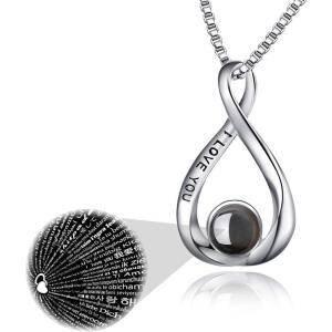 YFN 925 Sterling Silver I Love You Necklace 100 Languages Love Necklaces Jewelry for Mothers Day Gifts