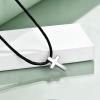 YFN Sterling Silver Cross Choker Necklace Faux Leather Cord Chain Christian Gift For Women,14+2″ (Cross Choker)