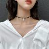YFN Sterling Silver Cross Choker Necklace Faux Leather Cord Chain Christian Gift For Women,14+2″ (Cross Choker)