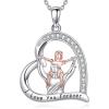 YFN Daughter Gifts from Dad 925 Sterling Silver Daughters Heart Necklace Birthday Christmas(Silver-Daughter Necklace Gifts)