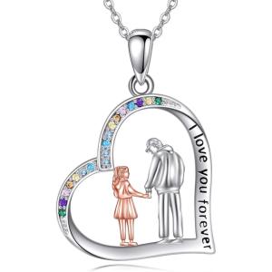 YFN Daughter Gifts from Dad 925 Sterling Silver Daughters Heart Necklace Birthday Christmas(Father Daughter Necklace)