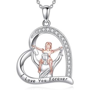 YFN Daughter Gifts from Dad 925 Sterling Silver Daughters Heart Necklace Birthday Christmas(Silver-Daughter Necklace Gifts)