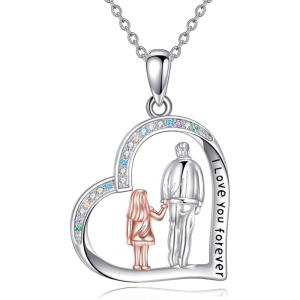 YFN Daughter Gifts from Dad 925 Sterling Silver Daughters Heart Necklace Birthday Christmas(Silver-Daughter Necklace Jewelry)