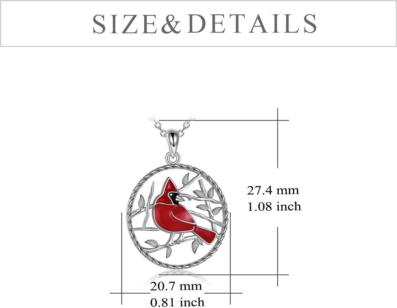 image:imageYFN Red Cardinals Bird Necklace Sterling Silver Cardinals Pendant amp Urn Necklace Jewelry Gift for Women