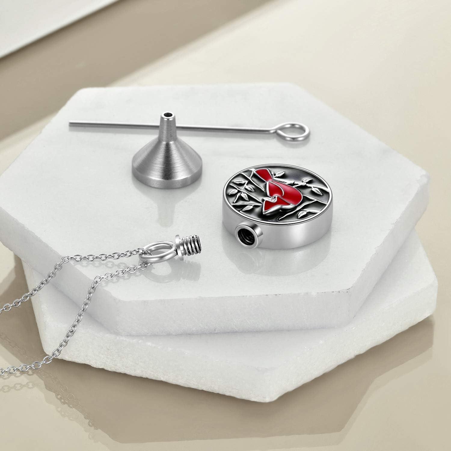 image:imageYFN Red Cardinals Bird Necklace Sterling Silver Cardinals Pendant amp Urn Necklace Jewelry Gift for Women