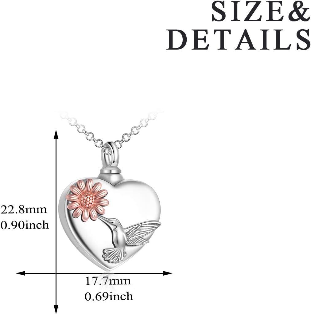 image:imageYFN Urn Necklaces for Ashes Sterling Silver Heart Urn Necklaces for Ashes Cremation Memory Jewelry for Women Menhummingbird urn necklace