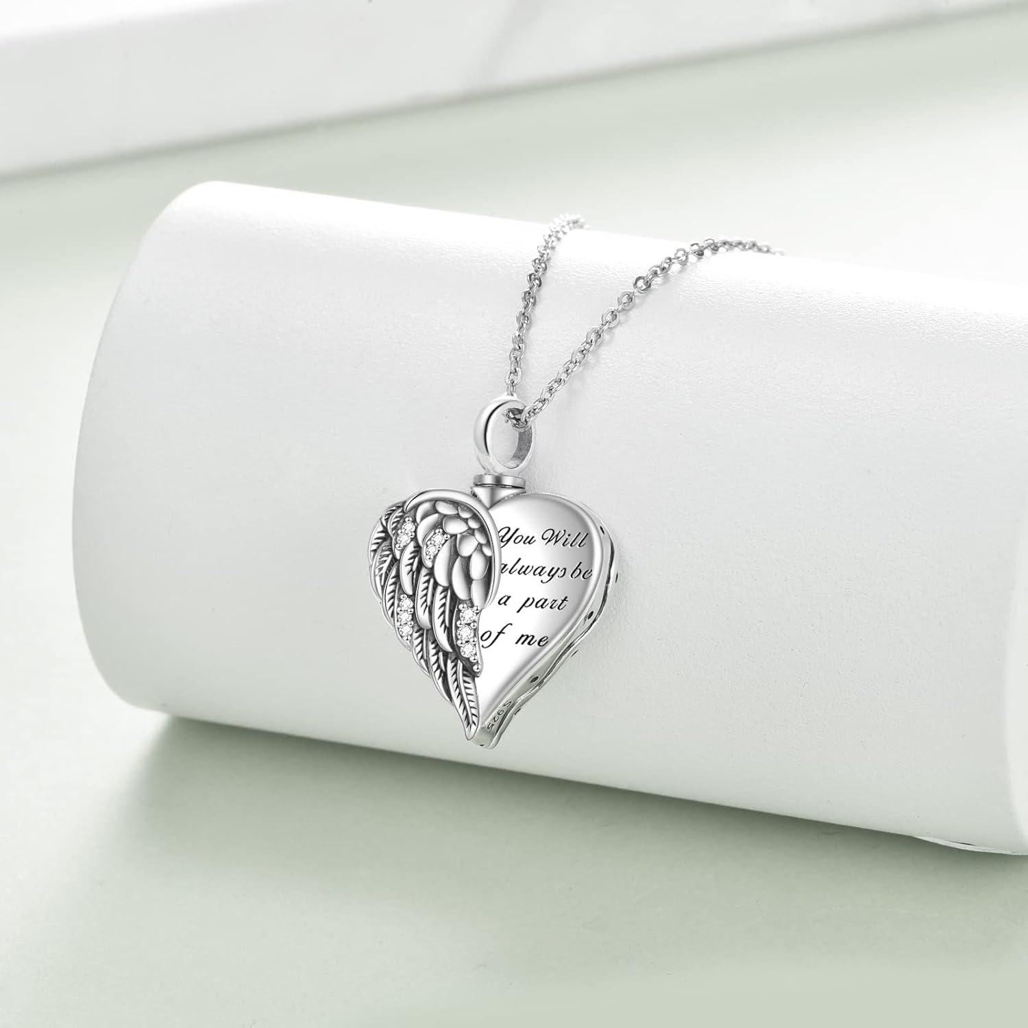 image:imageYFN Urn Necklaces for Ashes Sterling Silver Heart Urn Necklaces for Ashes Cremation Memory Jewelry for Women Menwings urn necklace2