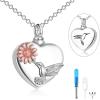 YFN Urn Necklaces for Ashes Sterling Silver Heart Urn Necklaces for Ashes Cremation Memory Jewelry for Women Men(hummingbird urn necklace)