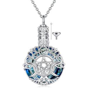 YFN Urn Necklace for Ashes Sterling Silver Tree of Life Cross/Compass Urn Cremation Necklace Jewelry for Women Men(Triple Moon Goddess Urn Necklace)