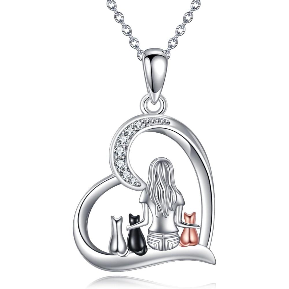 image:imageYFN Cat Necklace Sterling Silver Jewelry for Women Cat Jewelry GiftsSilver3 Cat Necklace