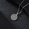 YFN 925 Sterling Silver Patron Saint Medal Necklace Amulet Pendant with 22+2 Inches Chain Protection Jewelry Gift for Men and Women(with Gift Box)(A04 St. Christopher)