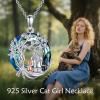 YFN Cat Necklace Sterling Silver Jewelry for Women Cat Jewelry Gifts(Blue-Cat Crystal Necklace)