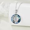 YFN Cat Necklace Sterling Silver Jewelry for Women Cat Jewelry Gifts(Blue-Cat Necklace for Women)