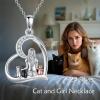 YFN Cat Necklace Sterling Silver Jewelry for Women Cat Jewelry Gifts(Silver-3 Cat Necklace)