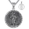 YFN 925 Sterling Silver Patron Saint Medal Necklace Amulet Pendant with 22+2 Inches Chain Protection Jewelry Gift for Men and Women(with Gift Box)(A01 St. Christopher)