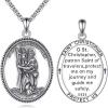 YFN 925 Sterling Silver Patron Saint Medal Necklace Amulet Pendant with 22+2 Inches Chain Protection Jewelry Gift for Men and Women(with Gift Box)(A02 St. Christopher)