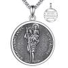 YFN 925 Sterling Silver Patron Saint Medal Necklace Amulet Pendant with 22+2 Inches Chain Protection Jewelry Gift for Men and Women(with Gift Box)(A03 St. Christopher)