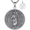 YFN 925 Sterling Silver Patron Saint Medal Necklace Amulet Pendant with 22+2 Inches Chain Protection Jewelry Gift for Men and Women(with Gift Box)(A04 St. Christopher)