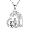 Silver-One Cat Necklace