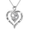 YFN Mom Necklace for Women Sterling Silver mother necklace Mothers Day Birthday Jewelry Gifts for Mother Grandma 18″(White)