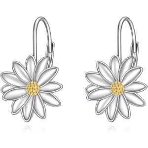 YFN Daisy Flower Earrings Gifts for Women Sterling Silver Daisy Pendant Jewelry for Women(Daisy Earrings)