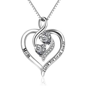 YFN Mom Necklace for Women Sterling Silver mother necklace Mothers Day Birthday Jewelry Gifts for Mother Grandma 18″(Mama Necklace)