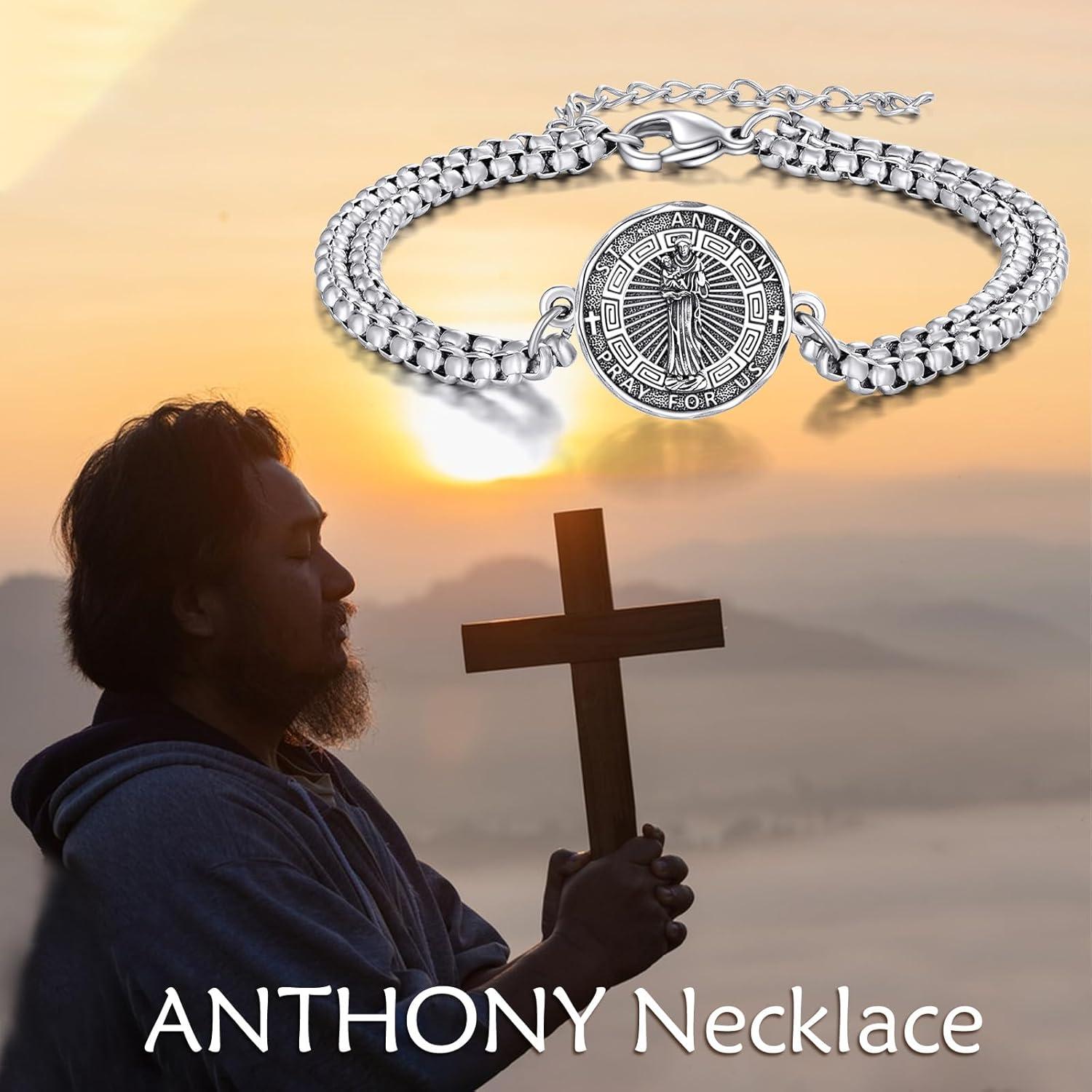 image:imageYFN Patron Saint Bracelet Sterling Silver Religious Protector Bracelet Jewelry Gift for Women MenBSt Anthony Small