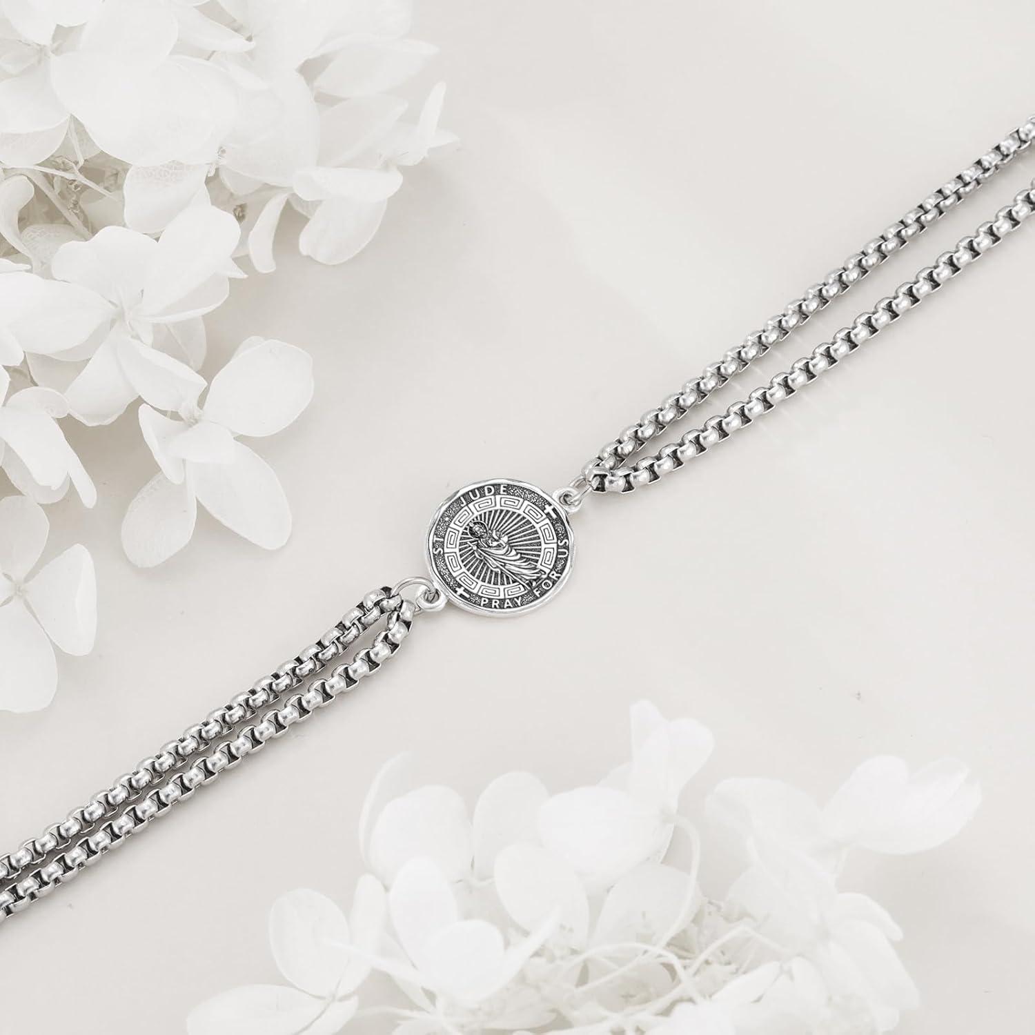 image:imageYFN Patron Saint Bracelet Sterling Silver Religious Protector Bracelet Jewelry Gift for Women MenCSt Jude Small