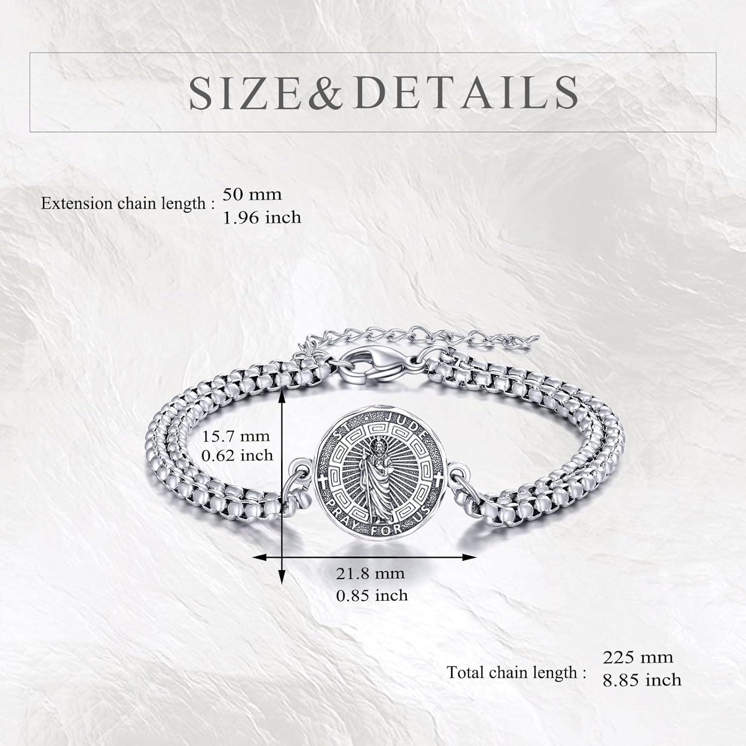 image:imageYFN Patron Saint Bracelet Sterling Silver Religious Protector Bracelet Jewelry Gift for Women MenCSt Jude Small