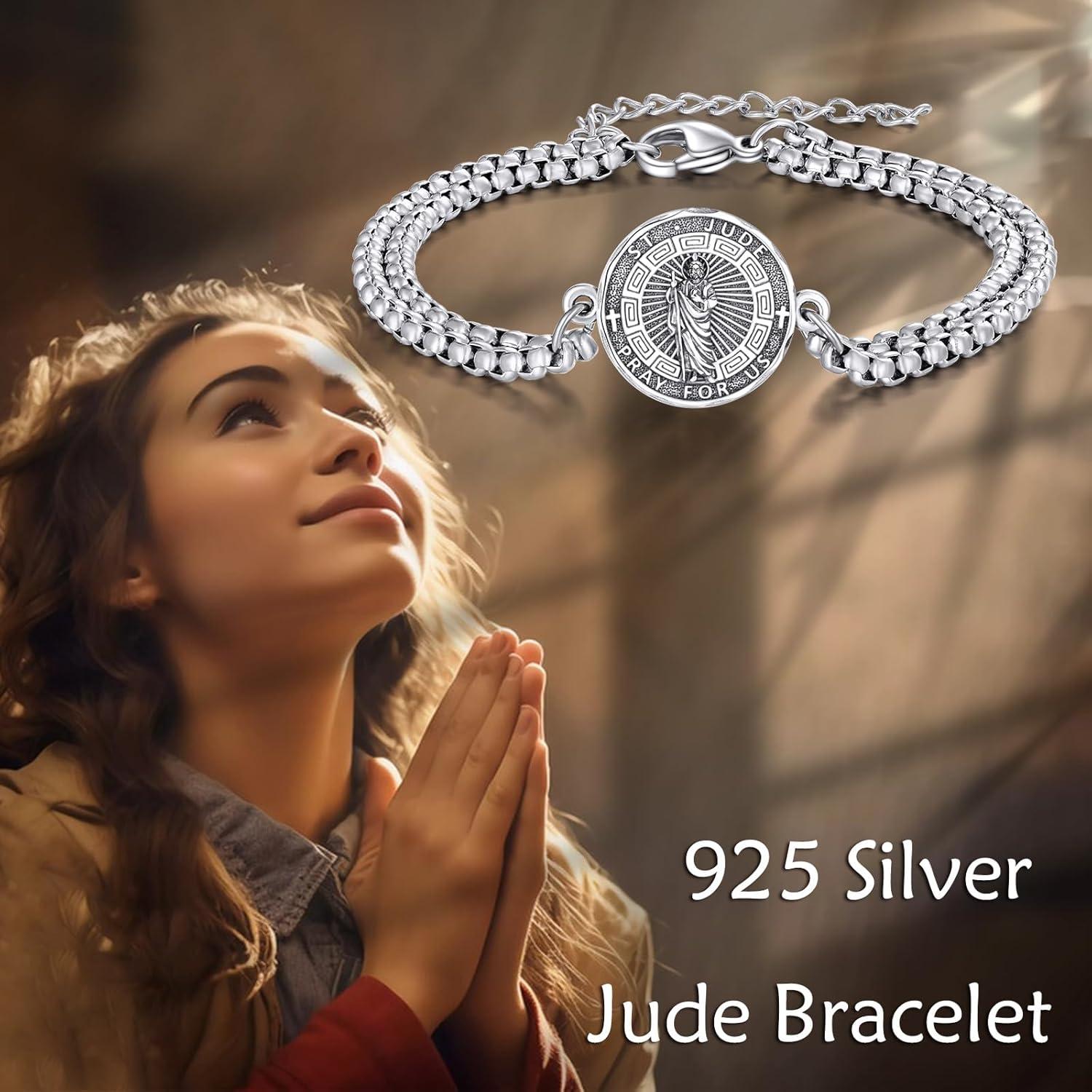 image:imageYFN Patron Saint Bracelet Sterling Silver Religious Protector Bracelet Jewelry Gift for Women MenCSt Jude Small