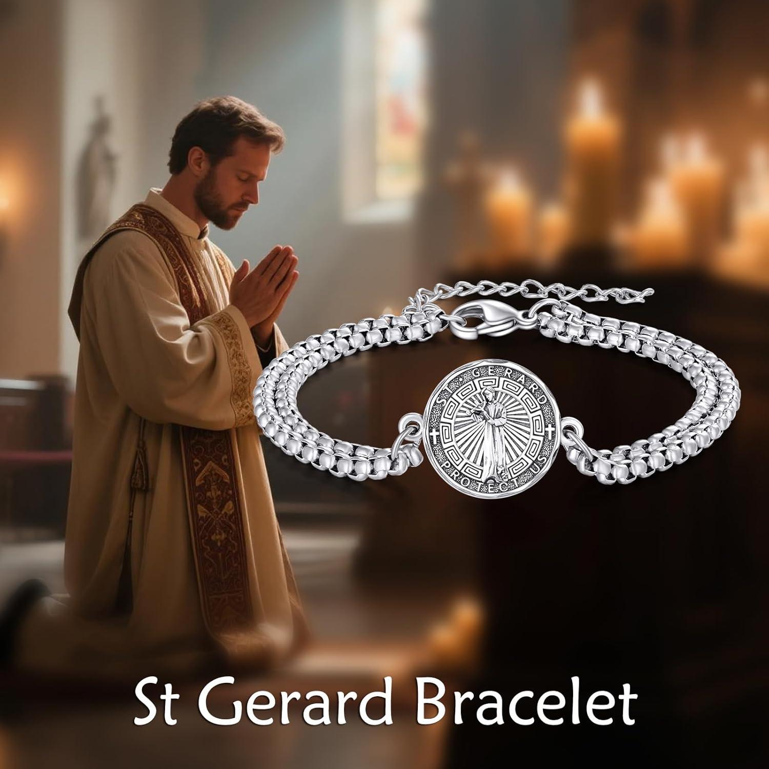 image:imageYFN Patron Saint Bracelet Sterling Silver Religious Protector Bracelet Jewelry Gift for Women MenESt Gerard Large