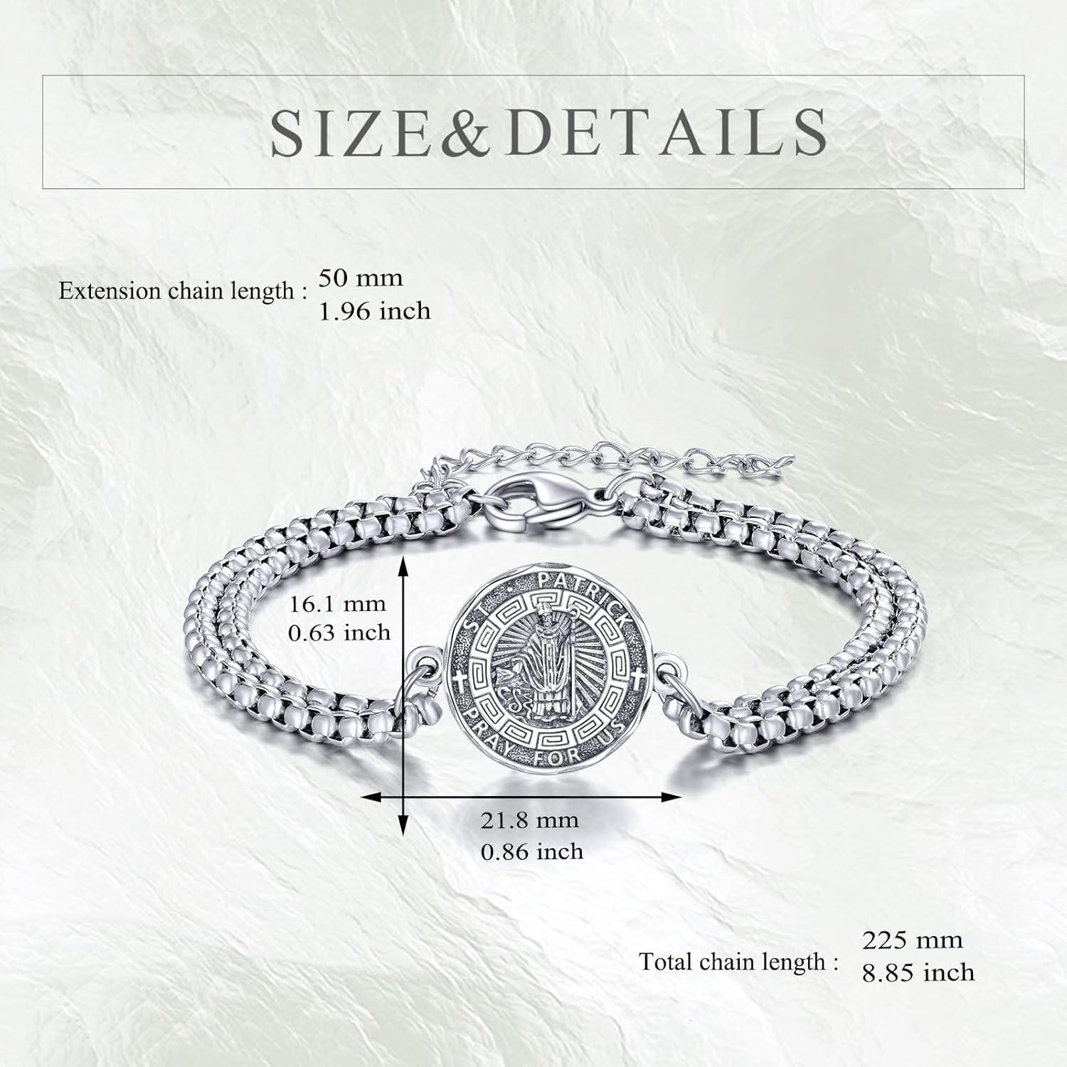image:imageYFN Patron Saint Bracelet Sterling Silver Religious Protector Bracelet Jewelry Gift for Women MenGSt Patrick Small