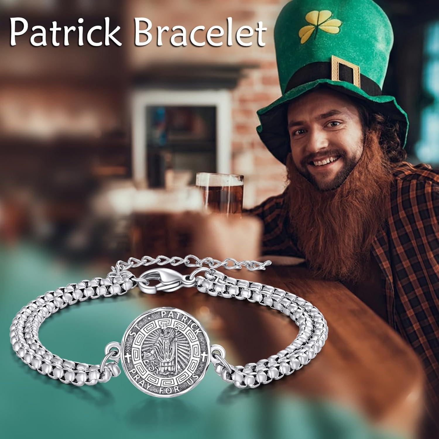 image:imageYFN Patron Saint Bracelet Sterling Silver Religious Protector Bracelet Jewelry Gift for Women MenGSt Patrick Small